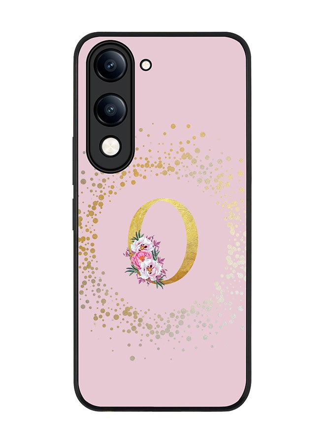 For vivo Y29s 5G / Y19s 5G Case,Slim fit Camera Protection, Shockproof Thin Phone cover  - Custom Monogram Floral - O  (Pink )